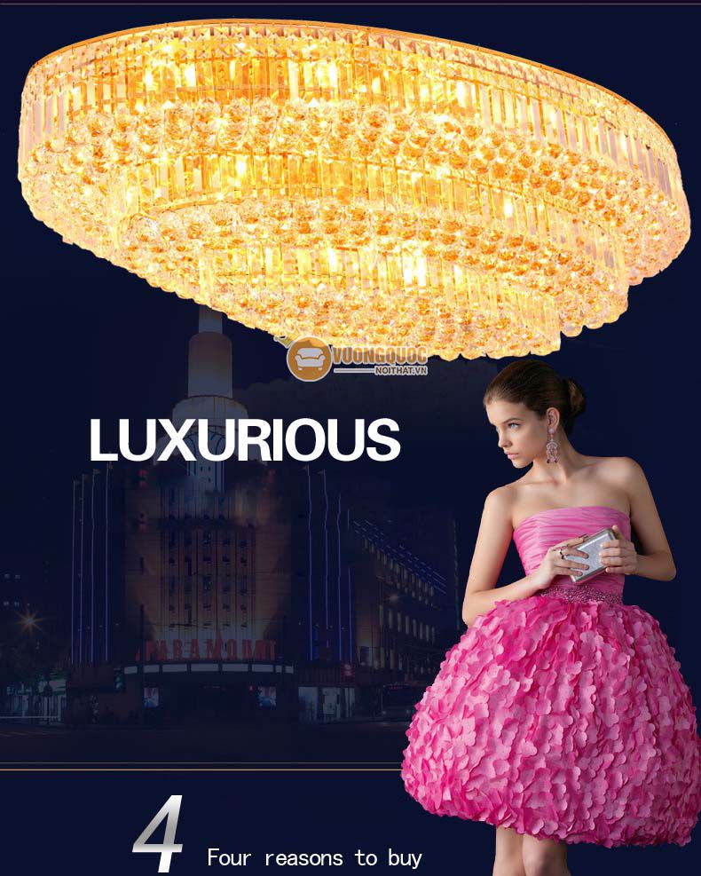 Đèn ốp trần pha lê kích thước lớn cho không gian rộng CM256-3